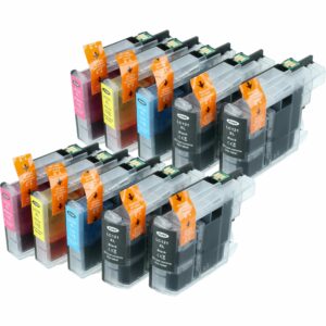 Conjunto de 10x Tinteiros vhbw para Brother LC121, LC121BK, LC121C, LC121M, LC121Y - Preto, Ciano, Magenta, Amarelo