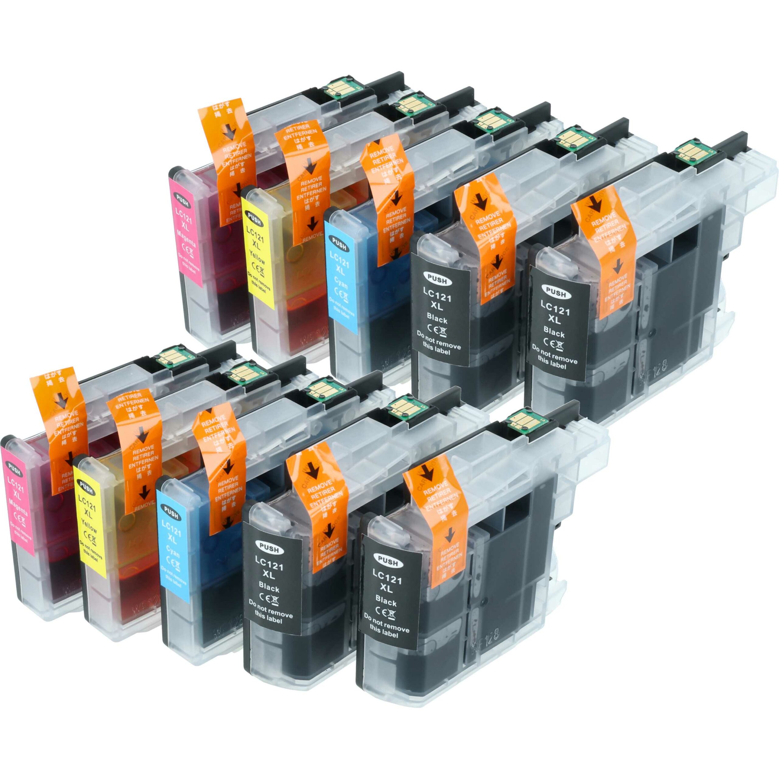 Conjunto de 10x Tinteiros vhbw para Brother LC121, LC121BK, LC121C, LC121M, LC121Y - Preto, Ciano, Magenta, Amarelo