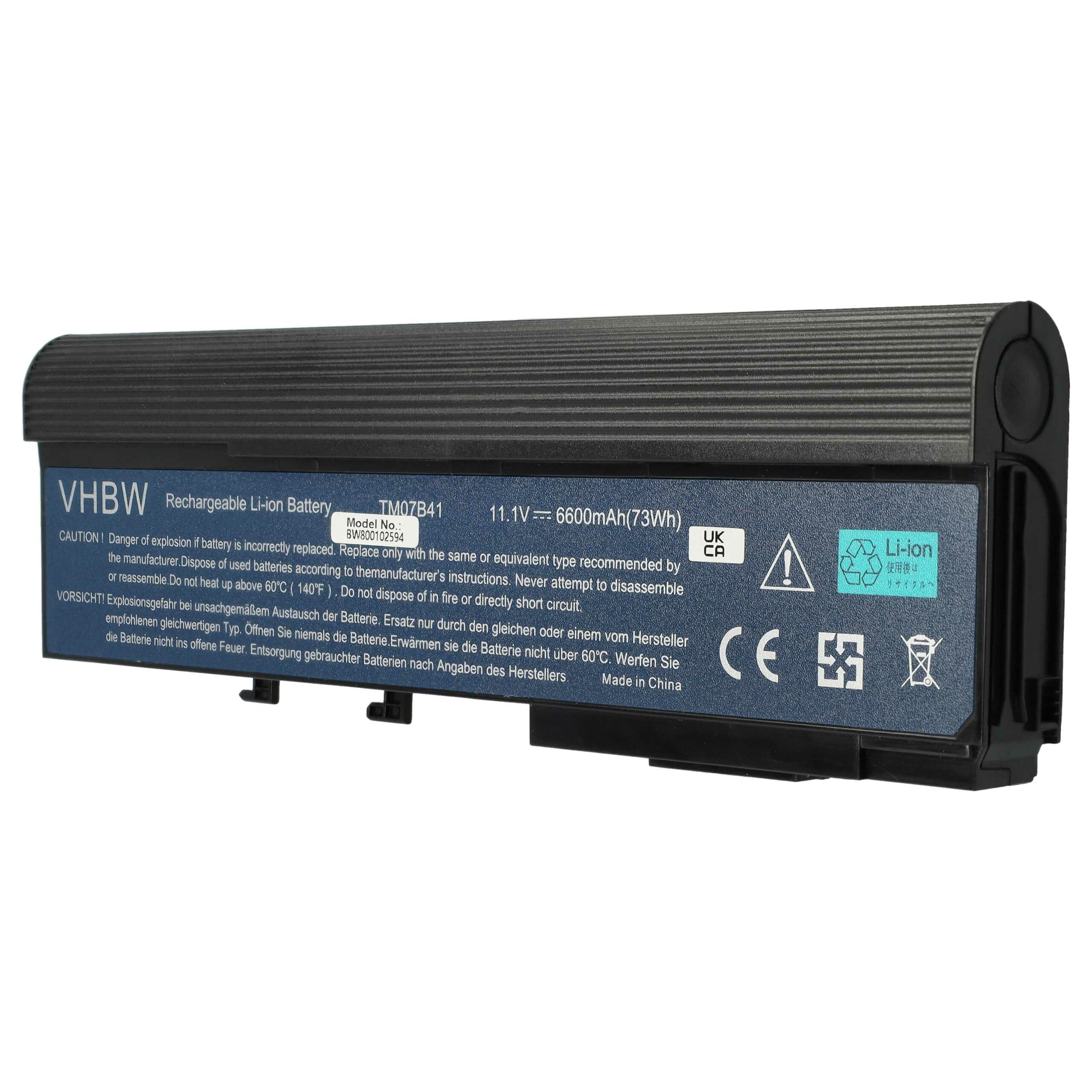 Bateria vhbw para portáteis Acer Aspire / TravelMate 6600 mAh 11.1 V