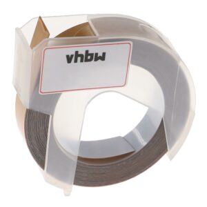 Fita de Relevo 3D vhbw Substitui Dymo 0898140 - 9 mm Branco a Dourado
