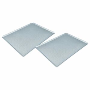 2x Tabuleiro de Cozedura Universal vhbw para Forno - 40 x 30 x 1 cm Prateado, Perfurado