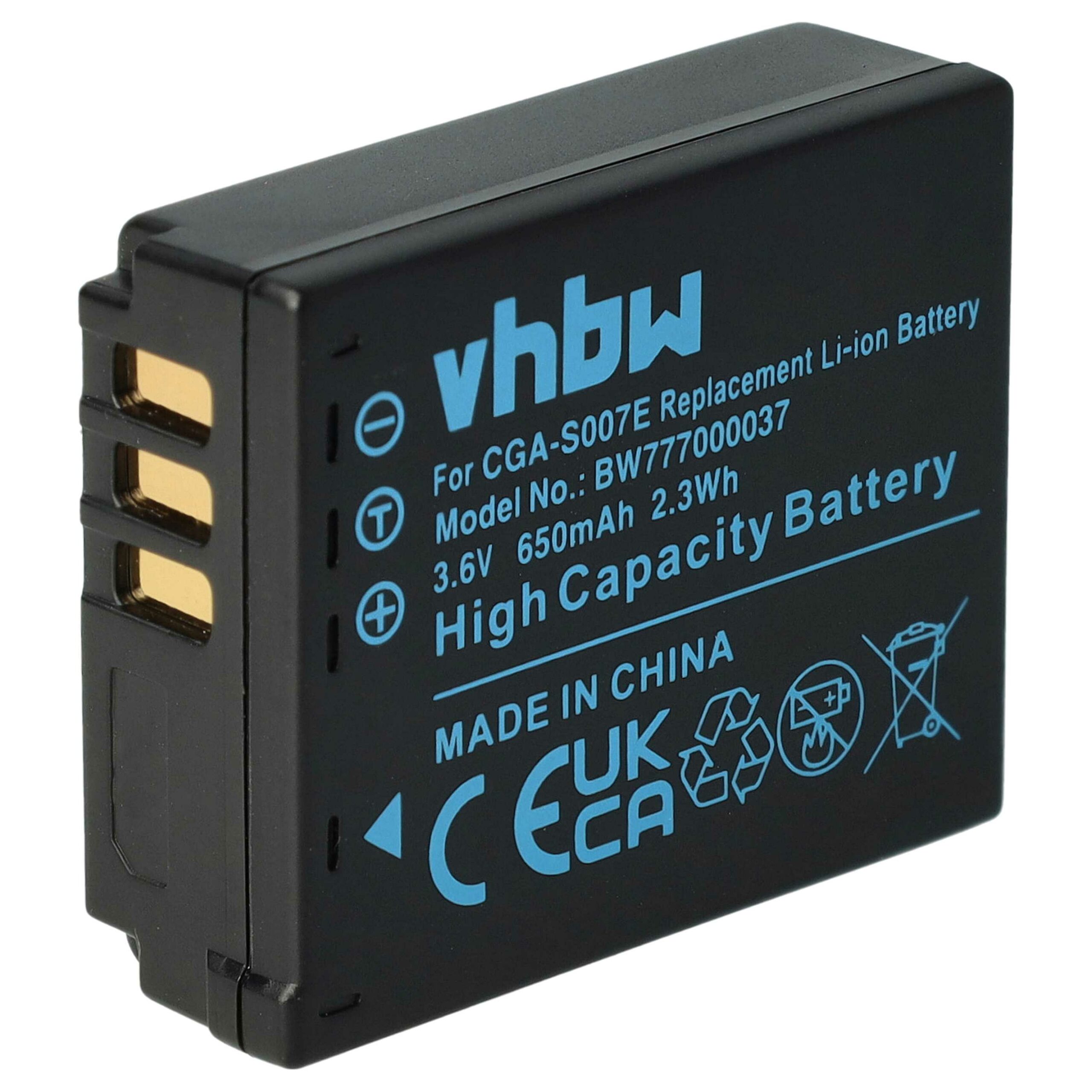 Bateria vhbw para Panasonic Lumix DMC-TZ1, TZ2, TZ3, TZ4, TZ5 - 650mAh - Image 3