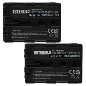 2x Baterias EXTENSILO para Sony NP-FM500H - 1600mAh, 7.2V, Li-Ion