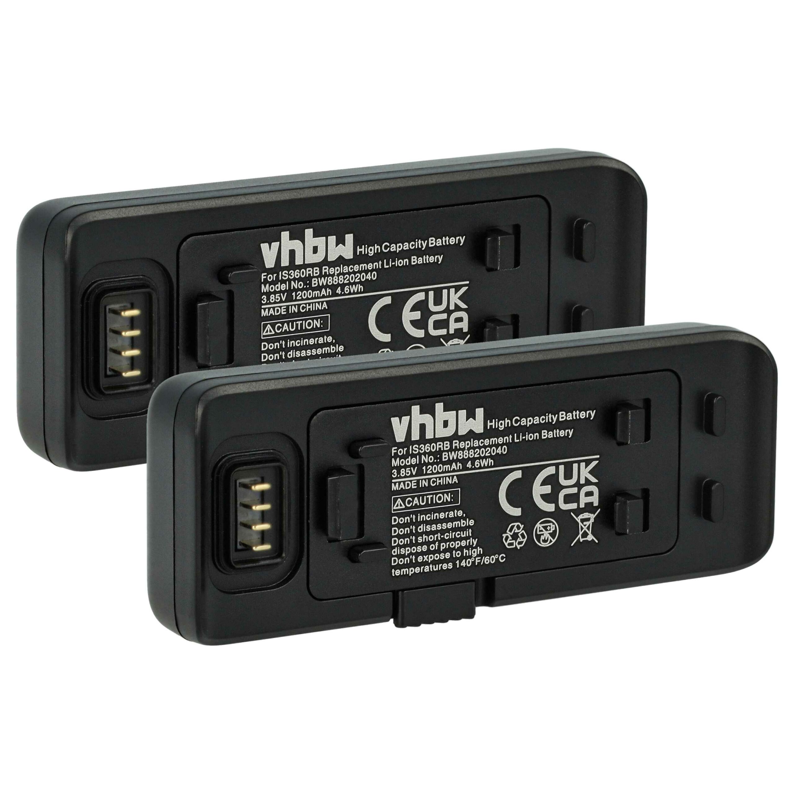 2x Bateria vhbw para Insta360 ONE R / Twin Edition - 1200mAh, 3.85V, Li-Ion