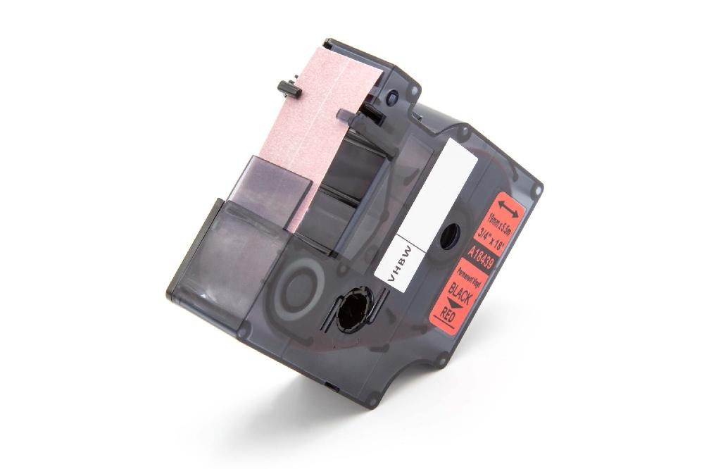 Fita de Etiquetas vhbw substitui Dymo 18439 - 19 mm Preto sobre Vermelho, Vinil