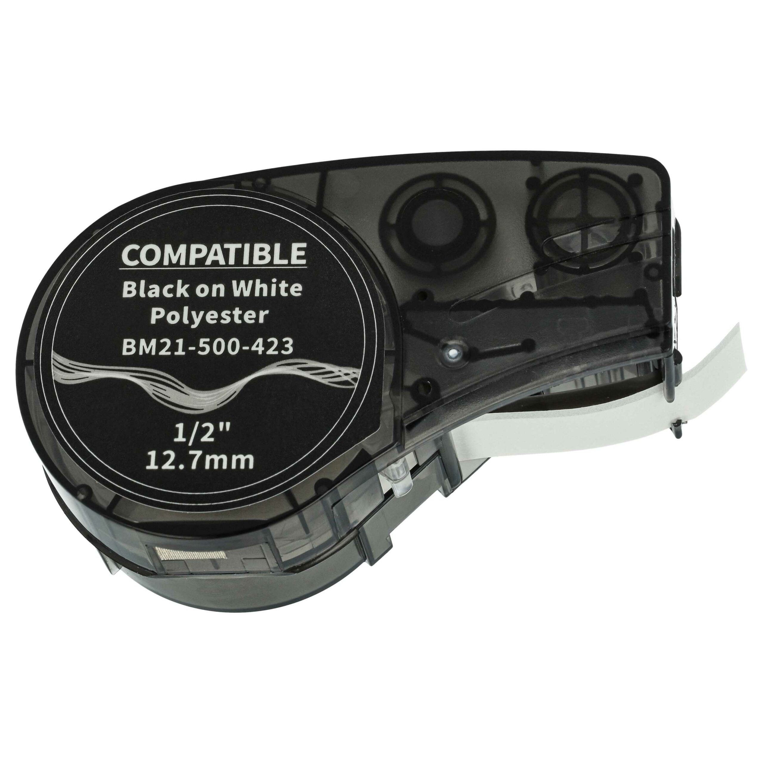 5x Fita de Etiquetas vhbw substitui Brady M21-500-423 - 12.7 mm Preto sobre Branco, Poliéster - Image 3