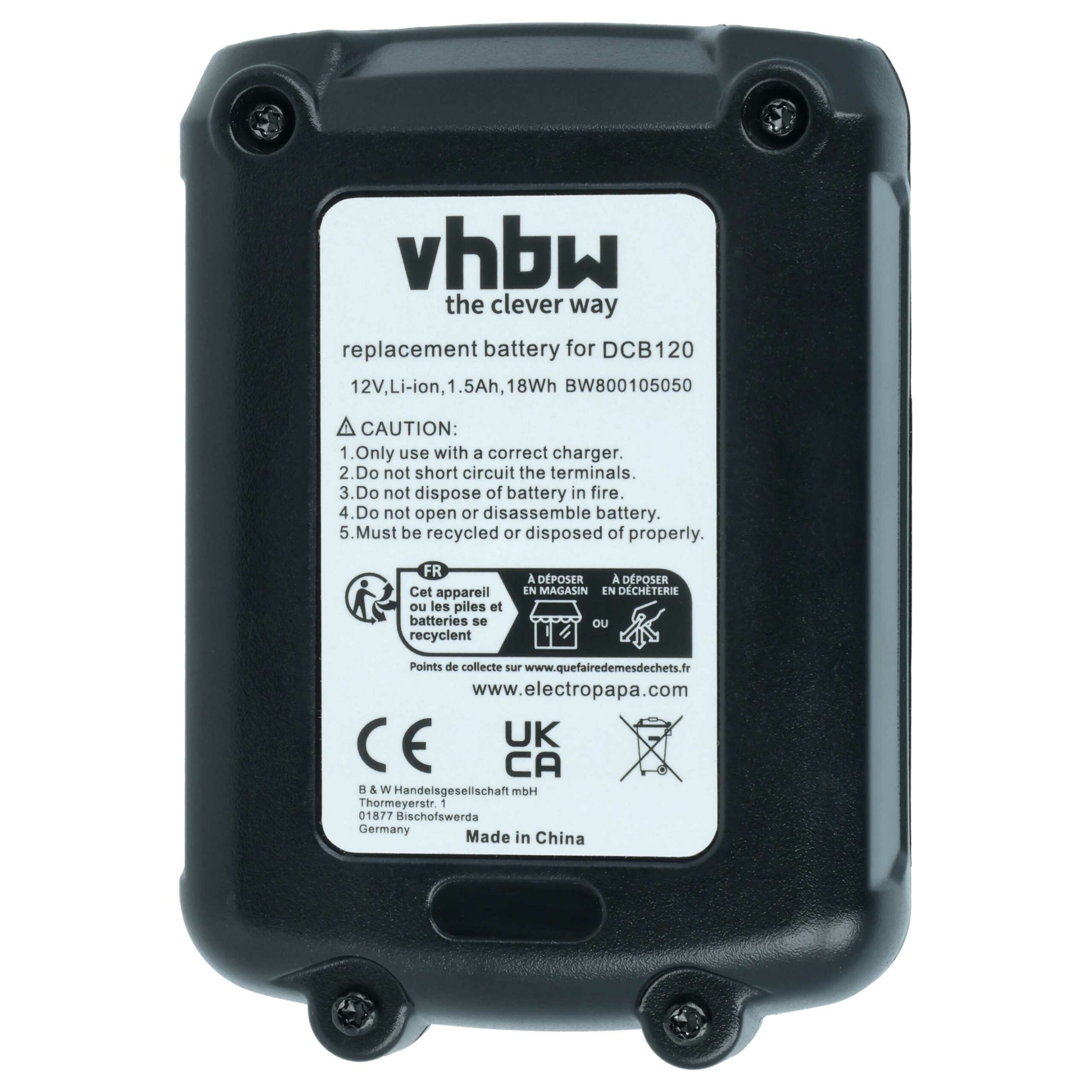 Bateria vhbw para Dewalt DCB127, DCB125, DCB120 Ferramentas Elétricas - 1500 mAh, 12 V - Image 3