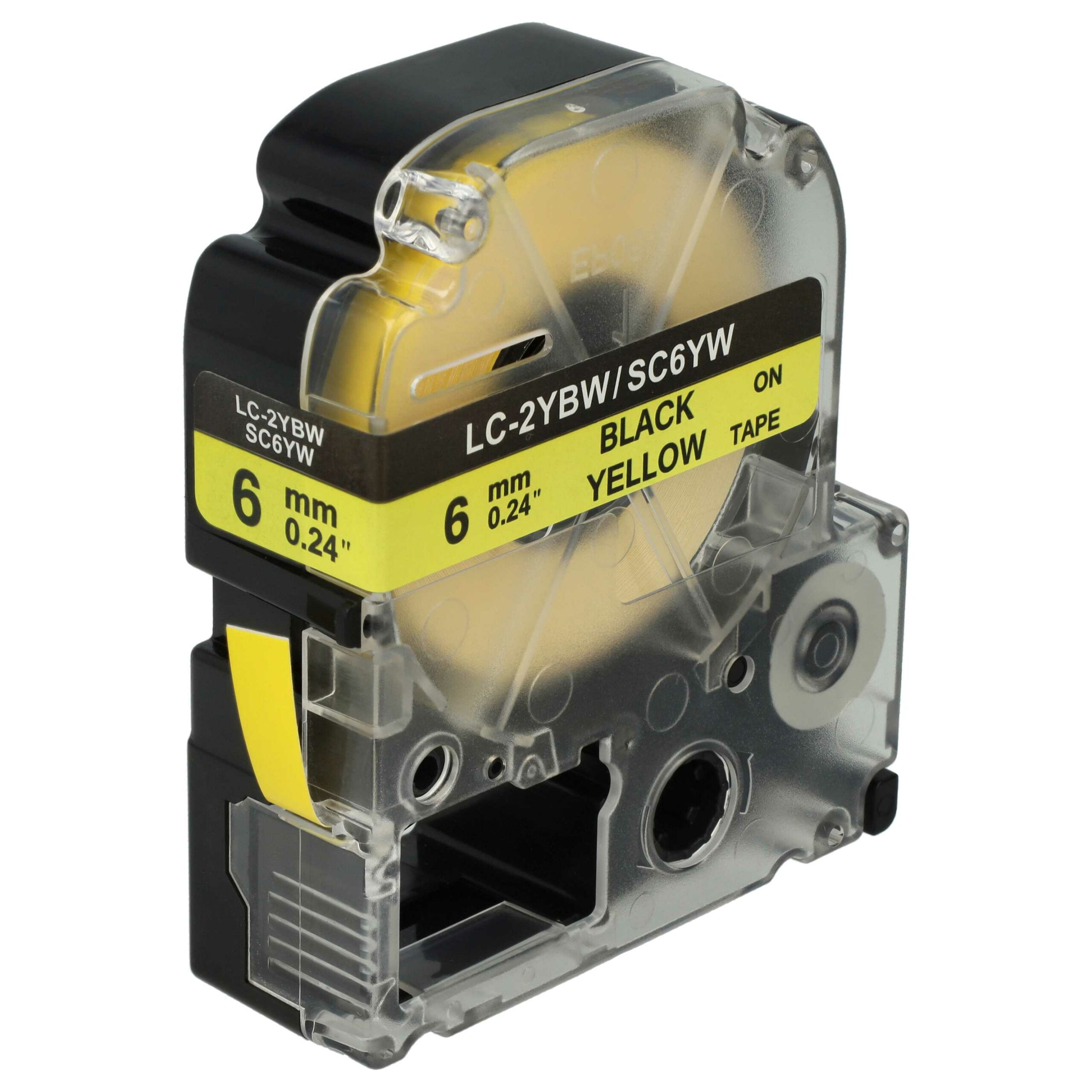 Fita para Etiquetadora vhbw substitui Epson LC-2YBW - 6 mm, Preto sobre Amarelo