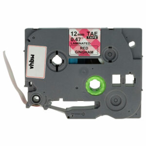 Fita para Impressora de Etiquetas vhbw compativel com Brother TZe-MPRG31 - 12 mm Preto sobre Vermelho Xadrez