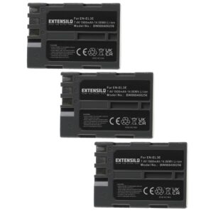 3x Bateria EXTENSILO para Nikon EN-EL3e - 1900mAh, 7.4V, Li-Ion