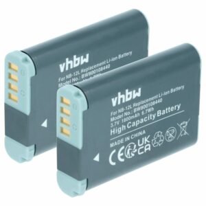 2x Bateria vhbw para Canon NB-12L - 1800mAh, 3.7V, Li-Ion