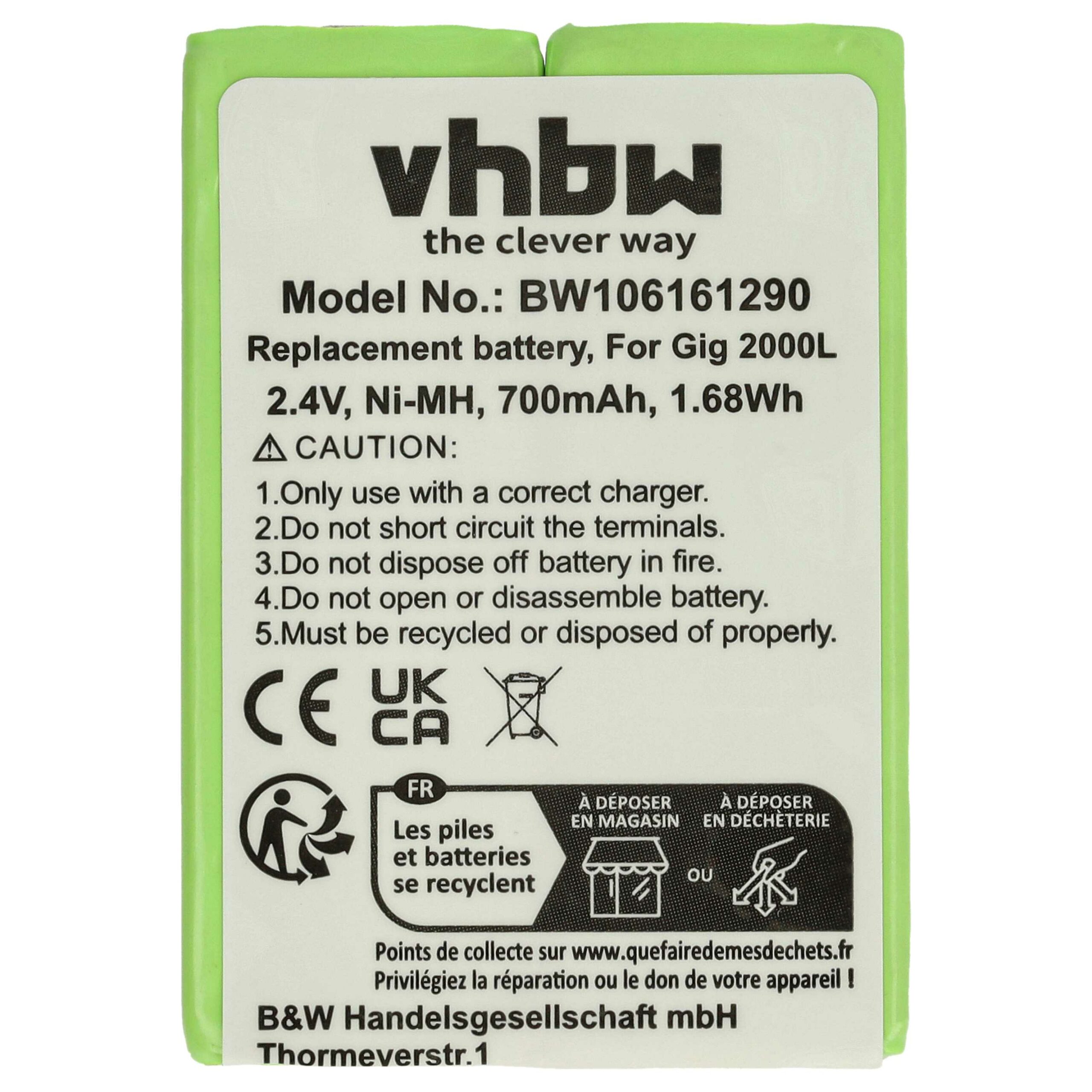 Bateria vhbw para telefone fixo Telekom / T-Sinus - 700 mAh 2.4 V NiMH - Image 3