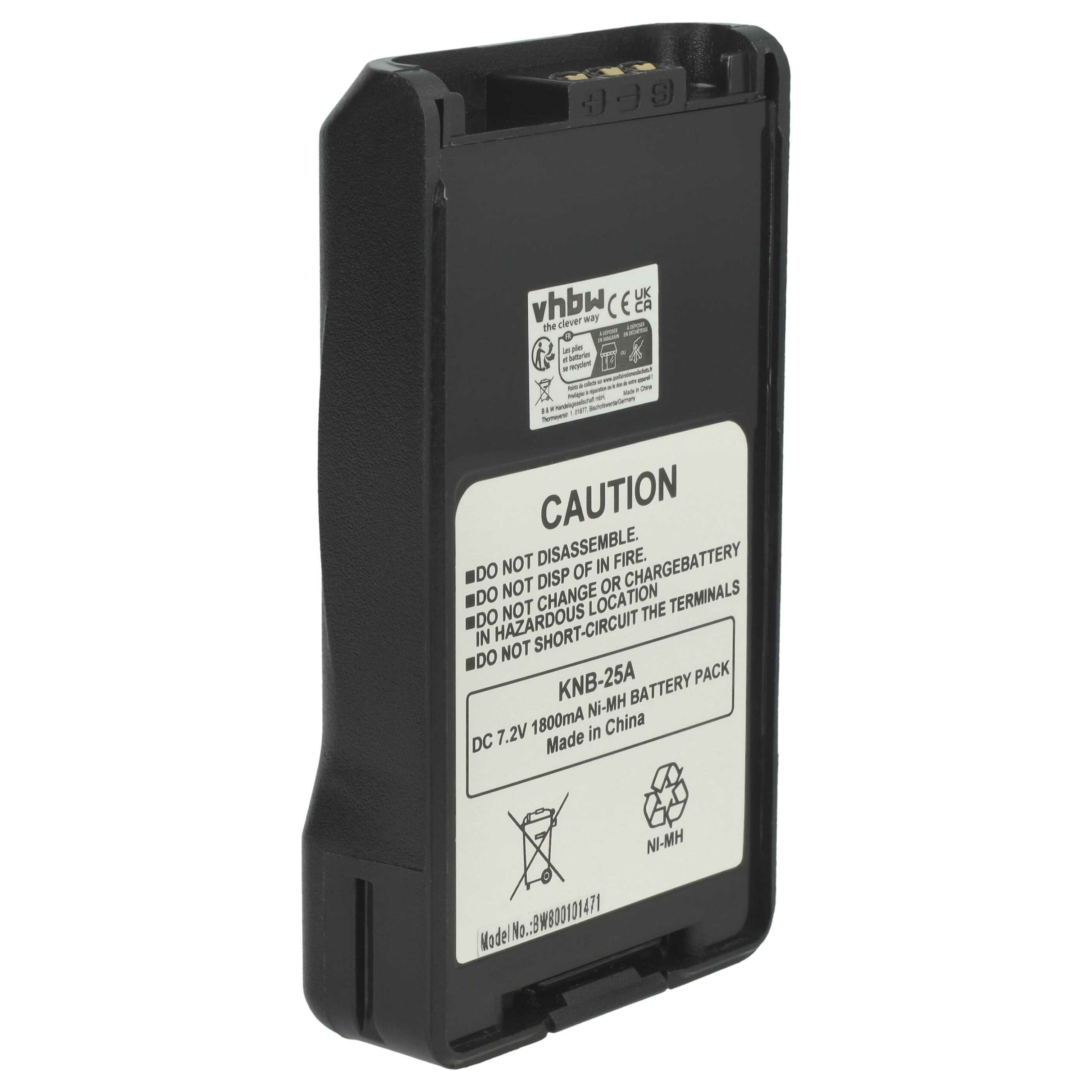 Bateria vhbw para Rádio Kenwood KNB-25 / KNB-24 1800 mAh 7.2 V NiMH