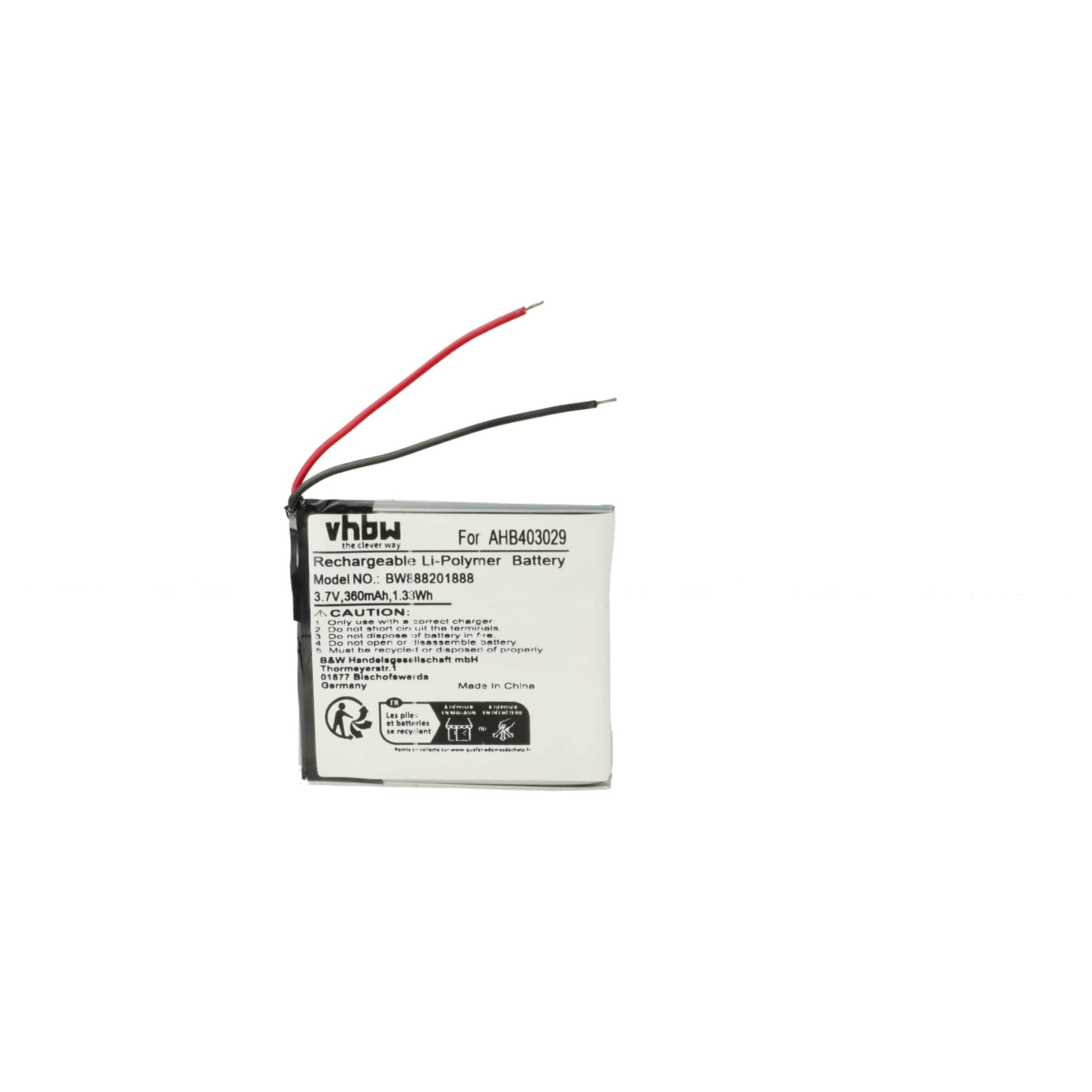 Bateria vhbw para Auscultadores sem Fios Plantronics AHB403029, 360 mAh, 3.7 V Li-Polymer (5 unidades) - Image 3