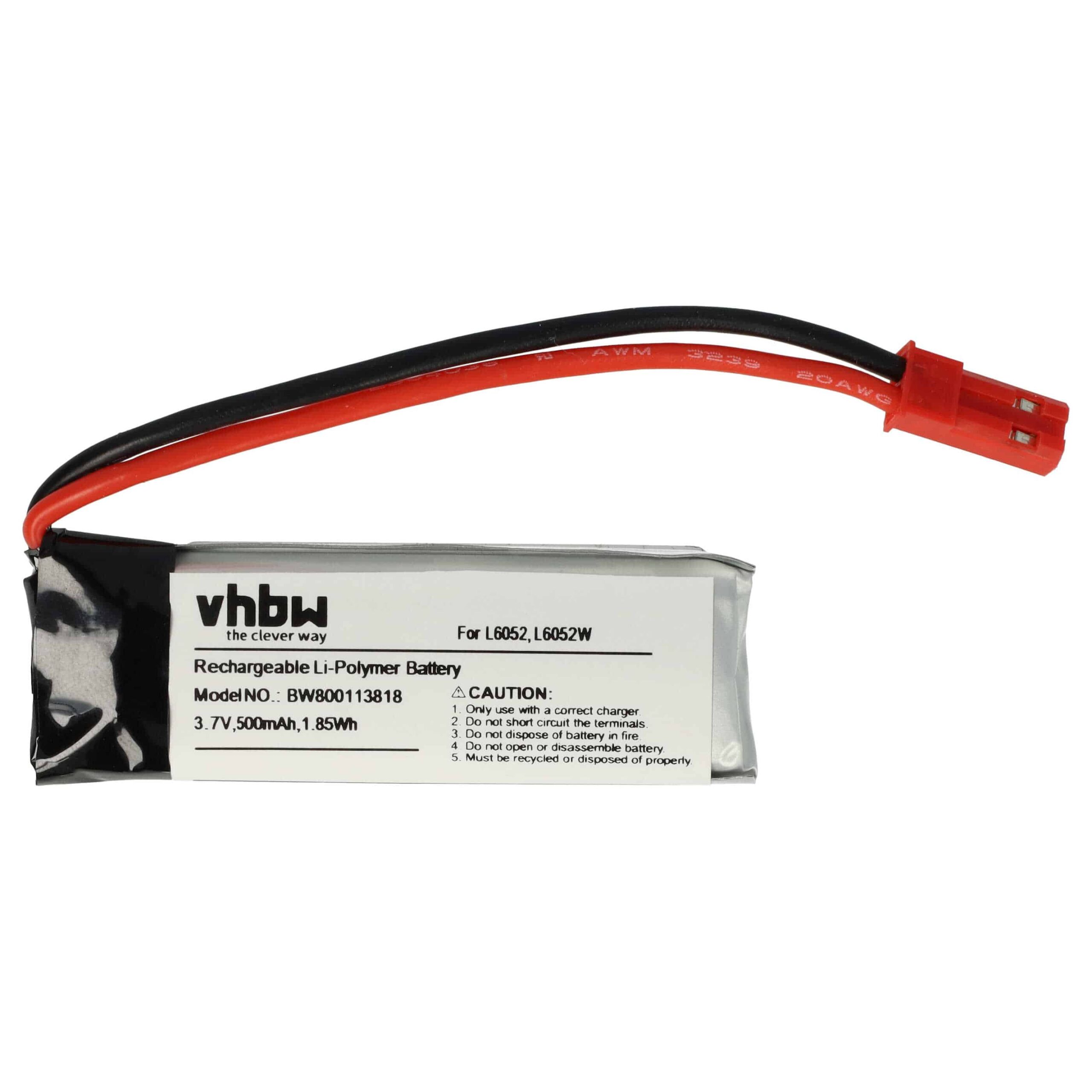 Bateria vhbw para drone Lishi Toys L6052 / L6052W - 500 mAh 3.7 V Li-Ion