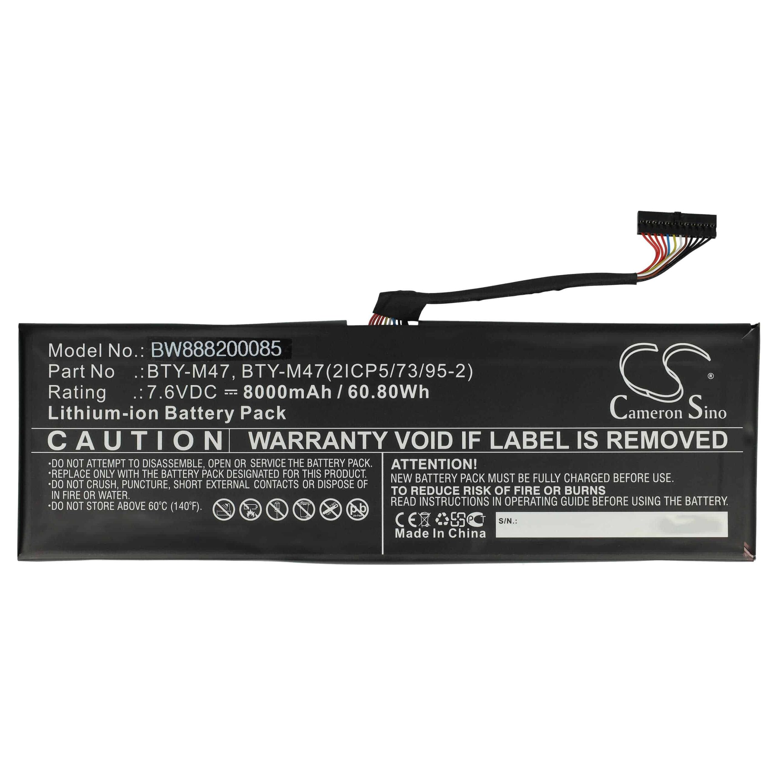 Bateria para Portátil vhbw substitui MSI BTY-M47 - 8000 mAh 7.6 V Li-Ion