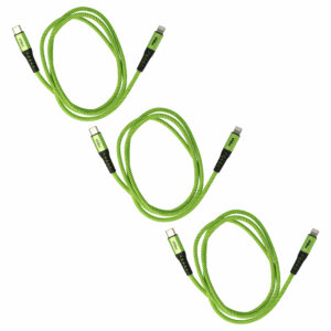 3x Cabo vhbw USB-C para Lightning - 100cm - Verde e Preto