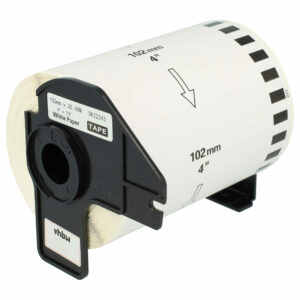 Rolo de Etiquetas vhbw compatível com Brother DK-22243 - 102 mm x 30,48 m com Suporte