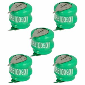 5x Pilhas Botão NiMH vhbw V40H 2 Pinos 2.4V 40mAh para Modelismo e Lâmpadas Solares