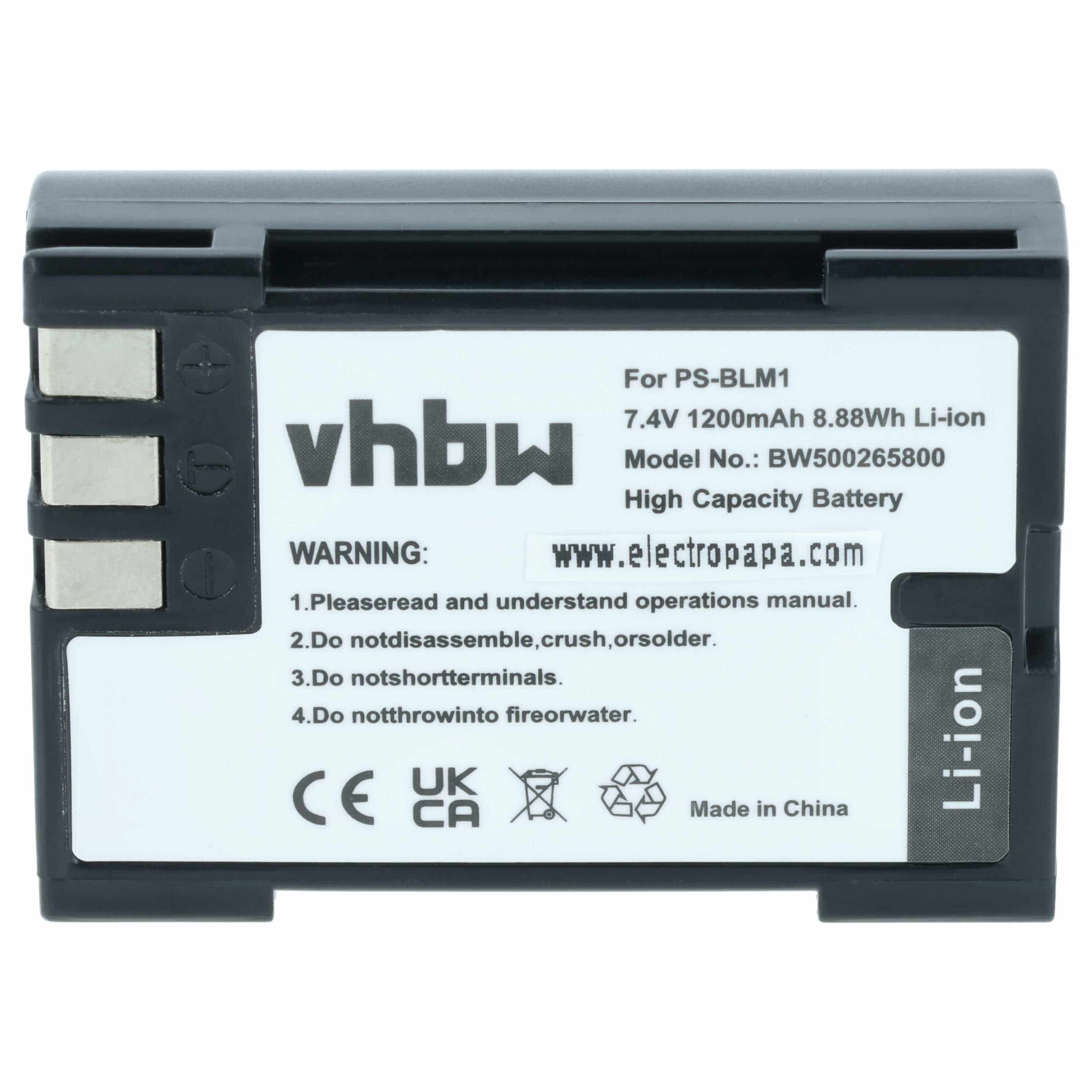 Bateria vhbw para Olympus PS-BLM1 - 1200mAh, 7.2V (Li-Ion) - Image 3