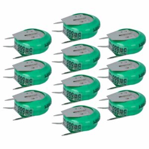 10x Bateria Tipo Botão vhbw V80H 3 Pinos para Modelismo e Lâmpadas Solares - 80 mAh 1.2 V NiMH
