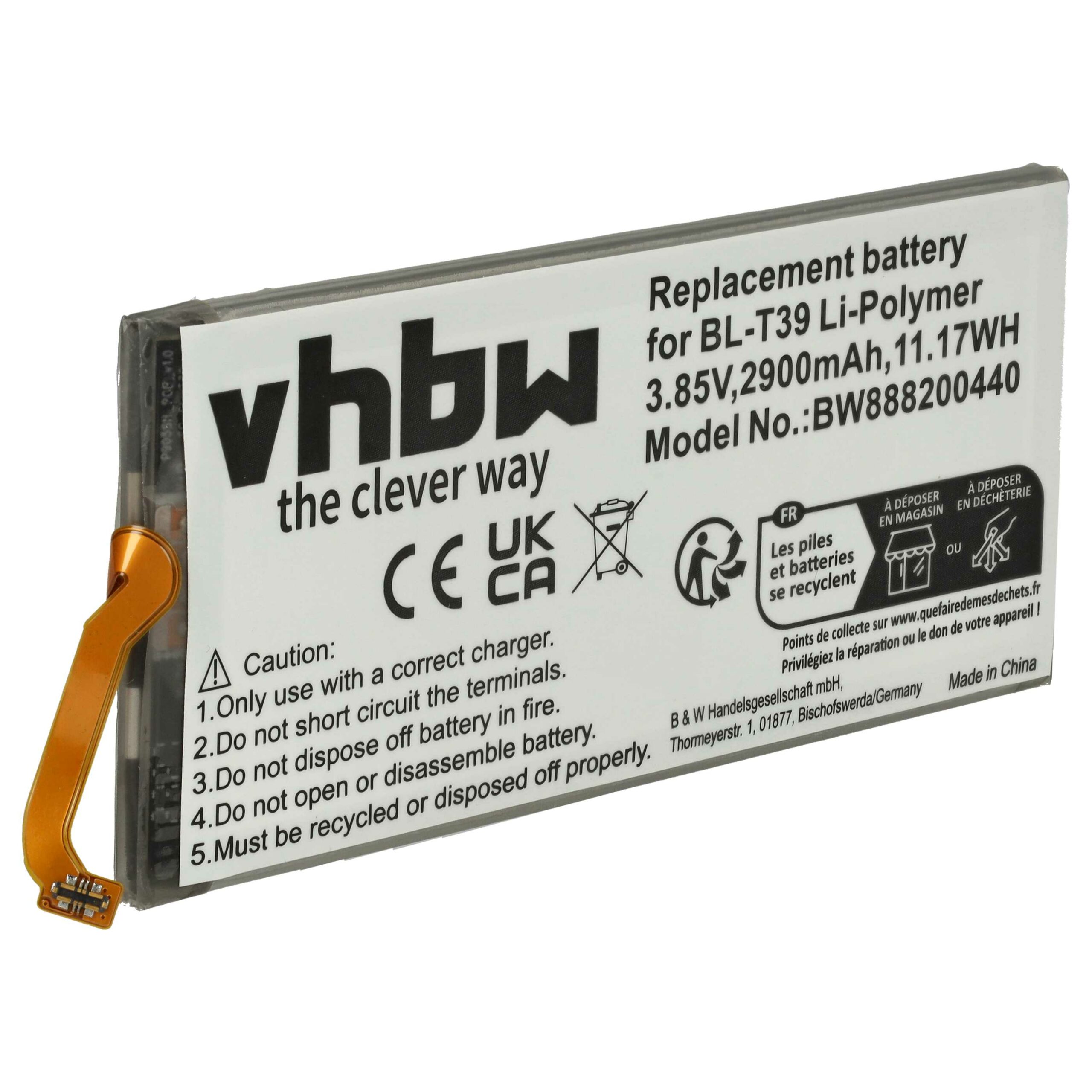 Bateria de telemóvel vhbw substitui LG BL-T39, EAC63878401 - 2900 mAh 3.85 V