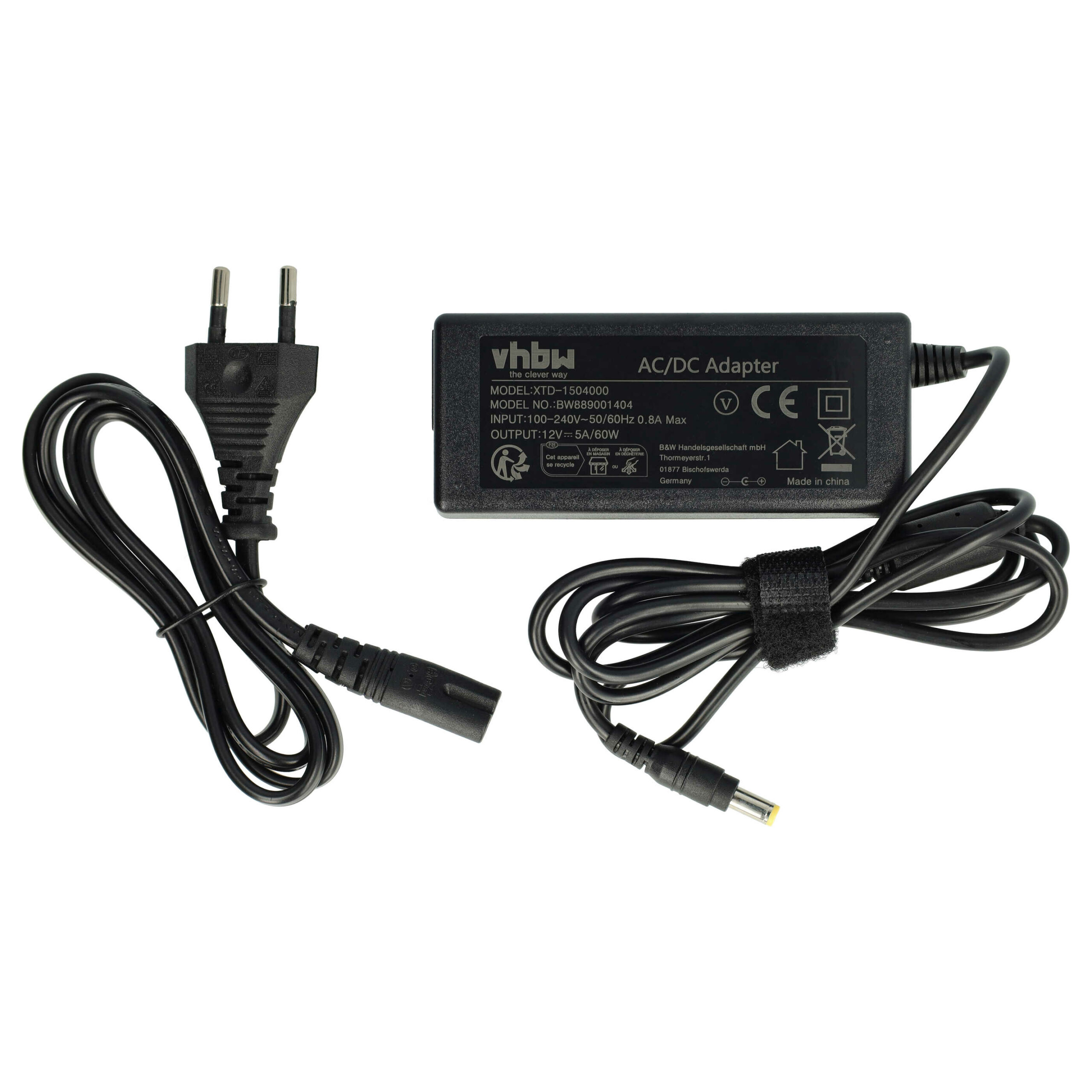 Carregador / Transformador AC vhbw para Posiflex JIVA KS-7215G, KS6815, KS7210, KS7212 (12V / 5A)