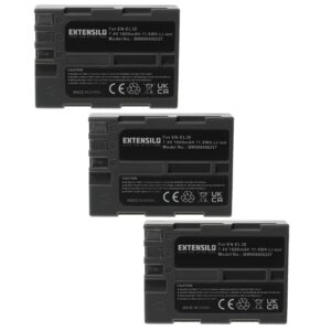 3x Bateria EXTENSILO para Nikon EN-EL3e - 1600mAh, 7.4V