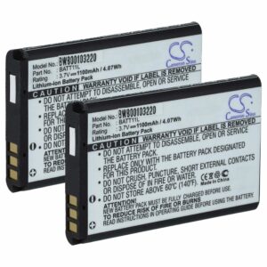 vhbw Conjunto de 2 Baterias para Midland BATT11L / Ordro / Vivitar - 1100 mAh 3.7 V Li-Ion