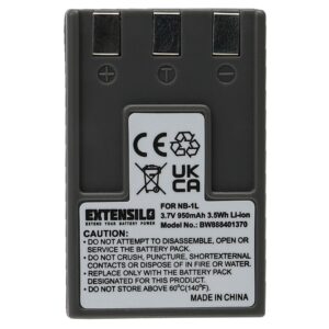 Bateria EXTENSILO para Canon NB-1L, NB-1LH, 950mAh, 3.7V