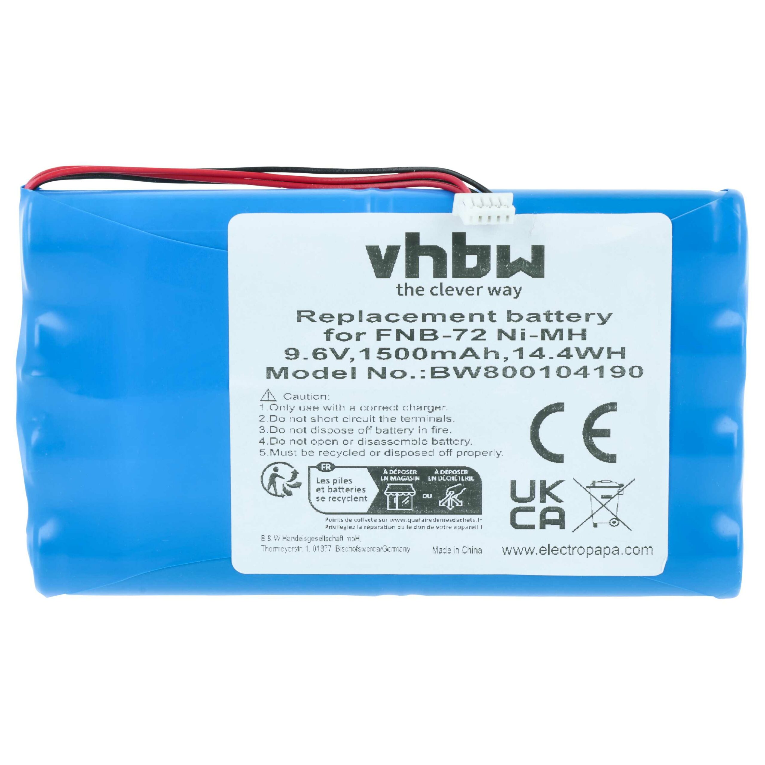 Bateria vhbw para rádio Yaesu FNB-72 / FNB-85 (1500 mAh, 9,6 V, NiMH) - Image 3