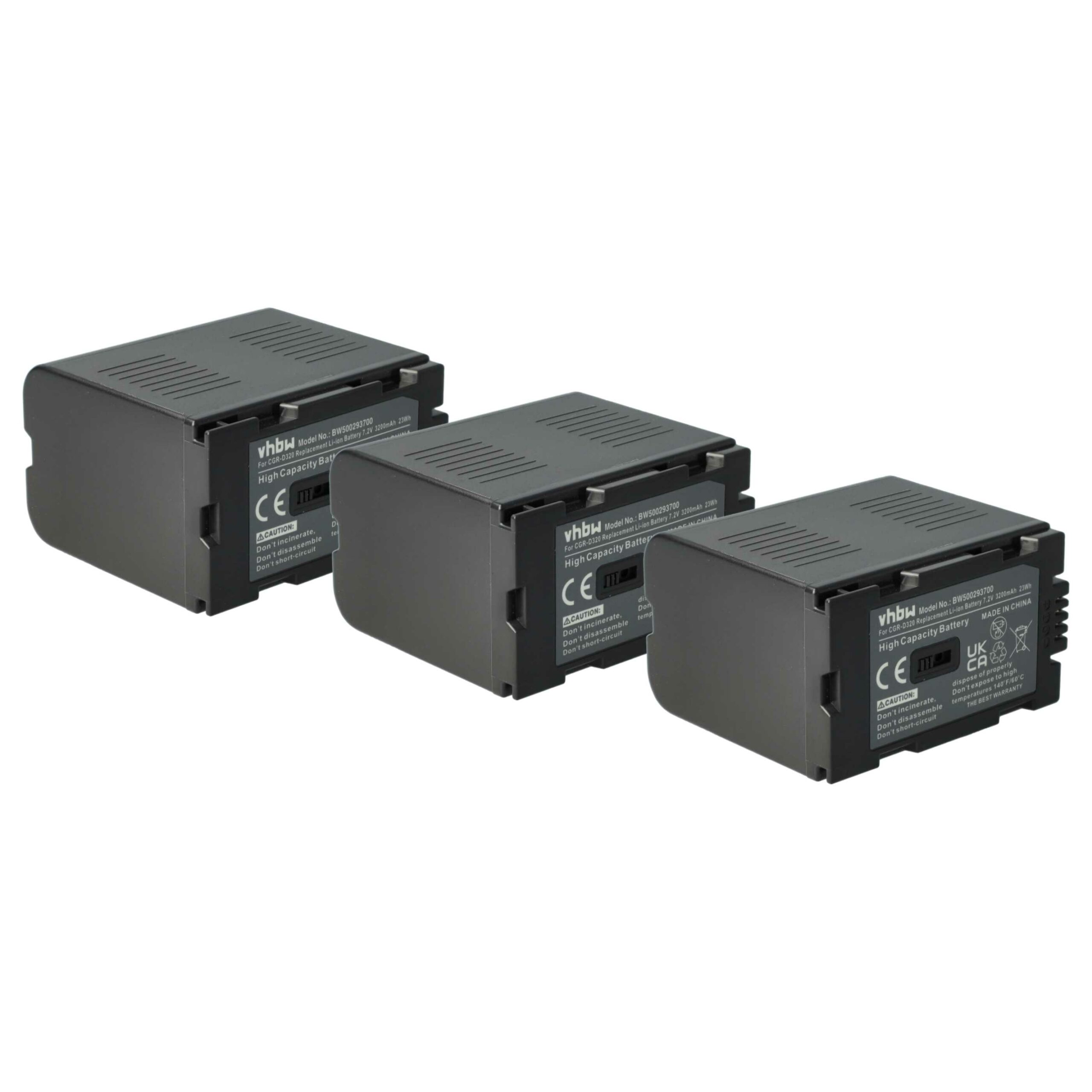 Baterias para Câmara vhbw 3x DZ-BP16, DZ-BP28 - 3200 mAh 7.2 V Li-Ion