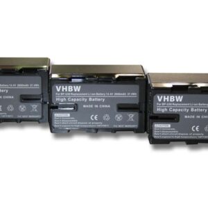 Pack de 3 Baterias vhbw para Câmara Sony BP-U60, BP-U90 - 2600 mAh 14.4 V