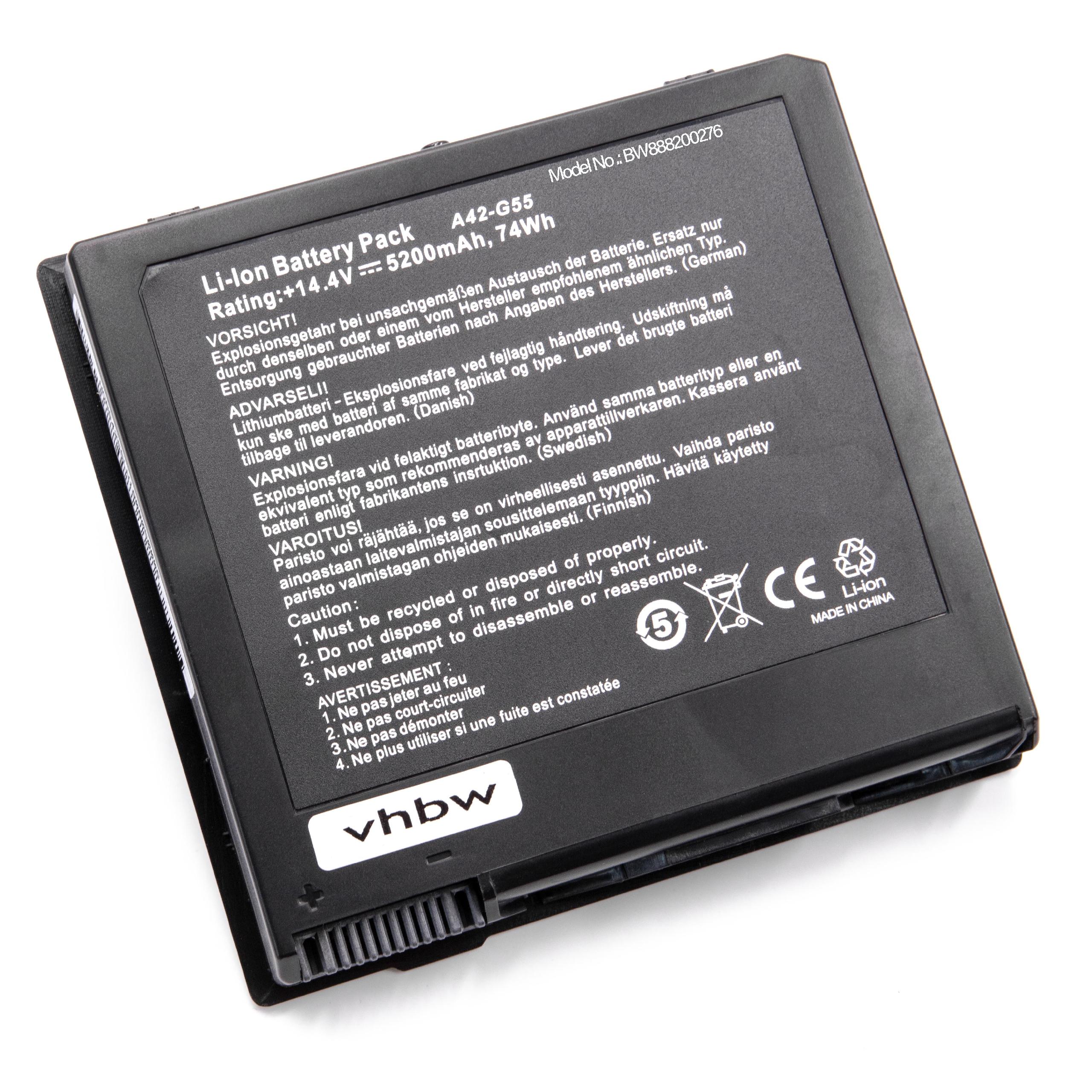 Bateria para Portátil Asus G55, G55V, G55VM 5200 mAh 14.4 V vhbw