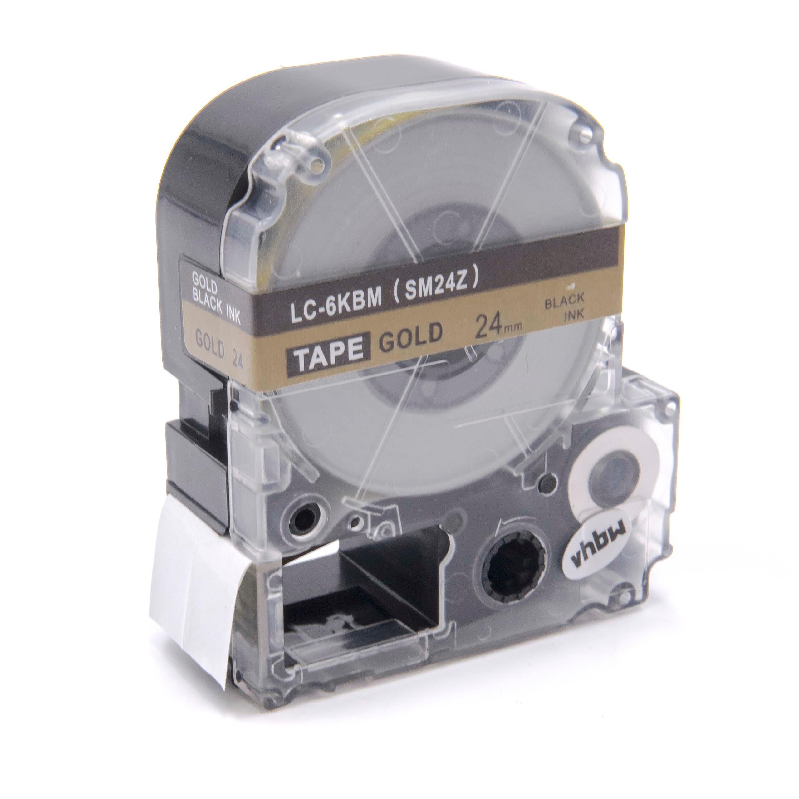 Fita de Etiquetas vhbw Substitui Epson LC-6KBM - 24 mm Preto sobre Dourado - Image 2