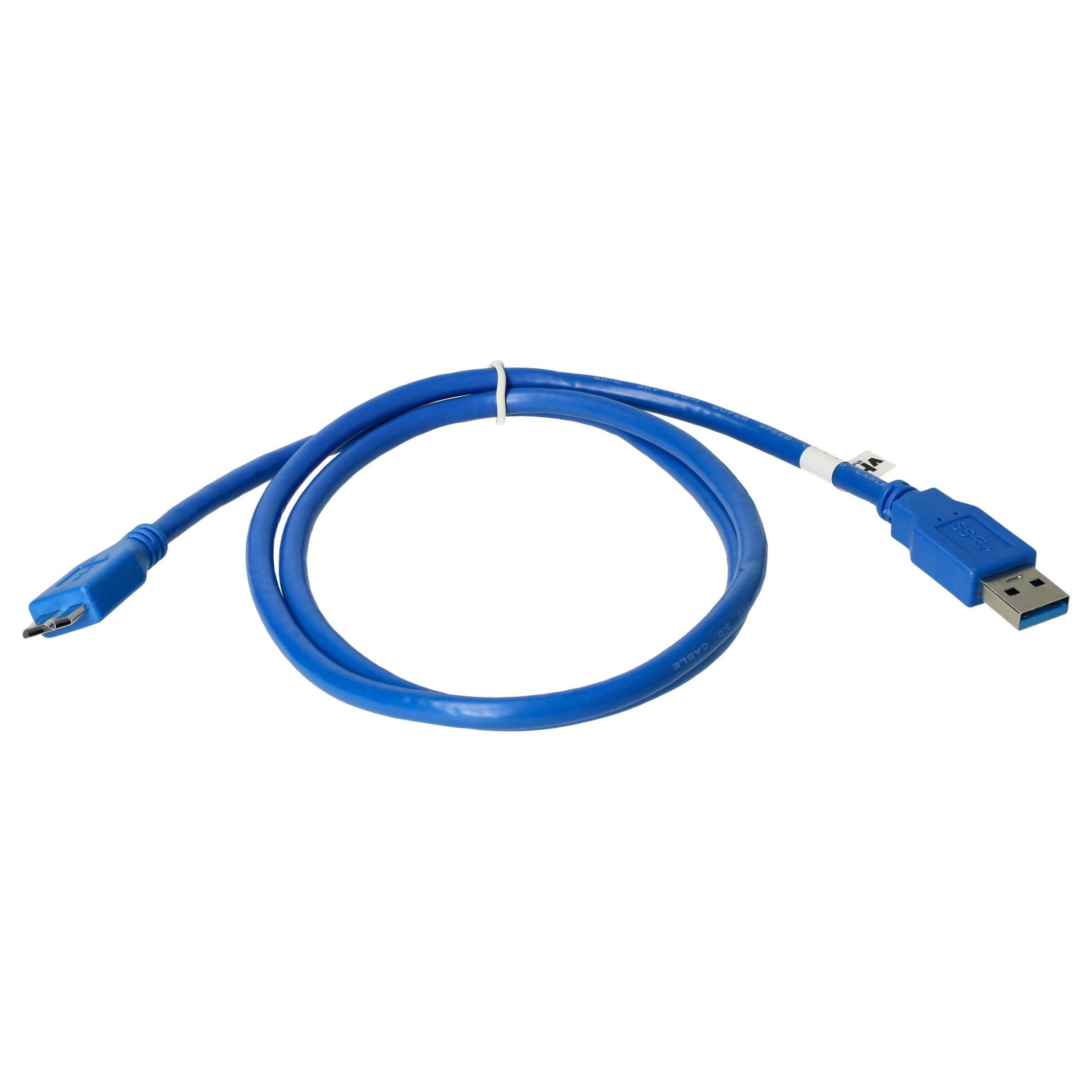 Cabo USB vhbw Micro-USB 3.0 Tipo A para Buffalo HD-AVSU3 - Azul, 1 m - Image 3