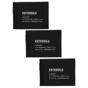 3x Baterias EXTENSILO para Sony NP-BD1, NP-FD1 - 650mAh, 3.7V