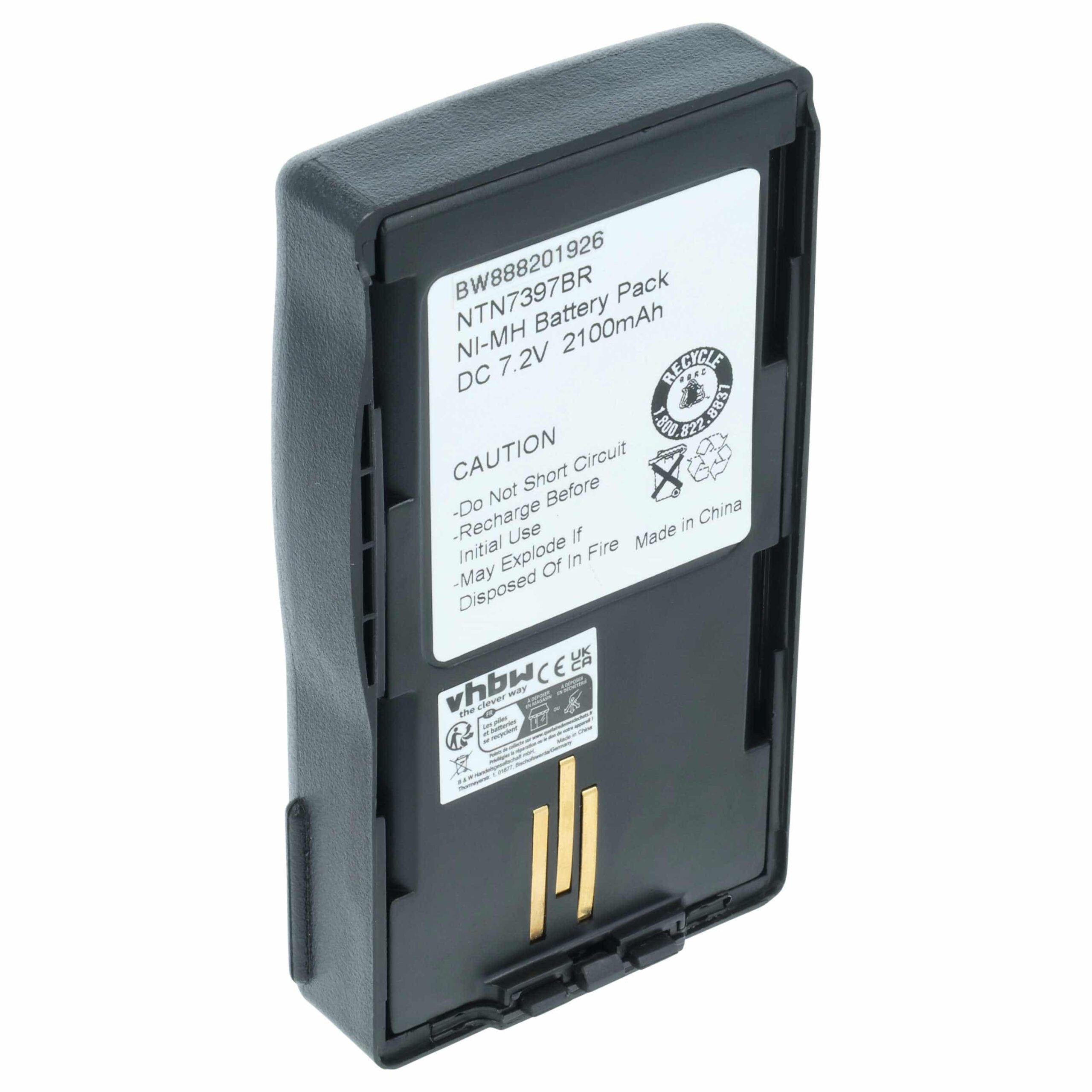 Bateria vhbw para rádio Motorola NTN7394, Visar - 2100 mAh 7.2 V NiMH