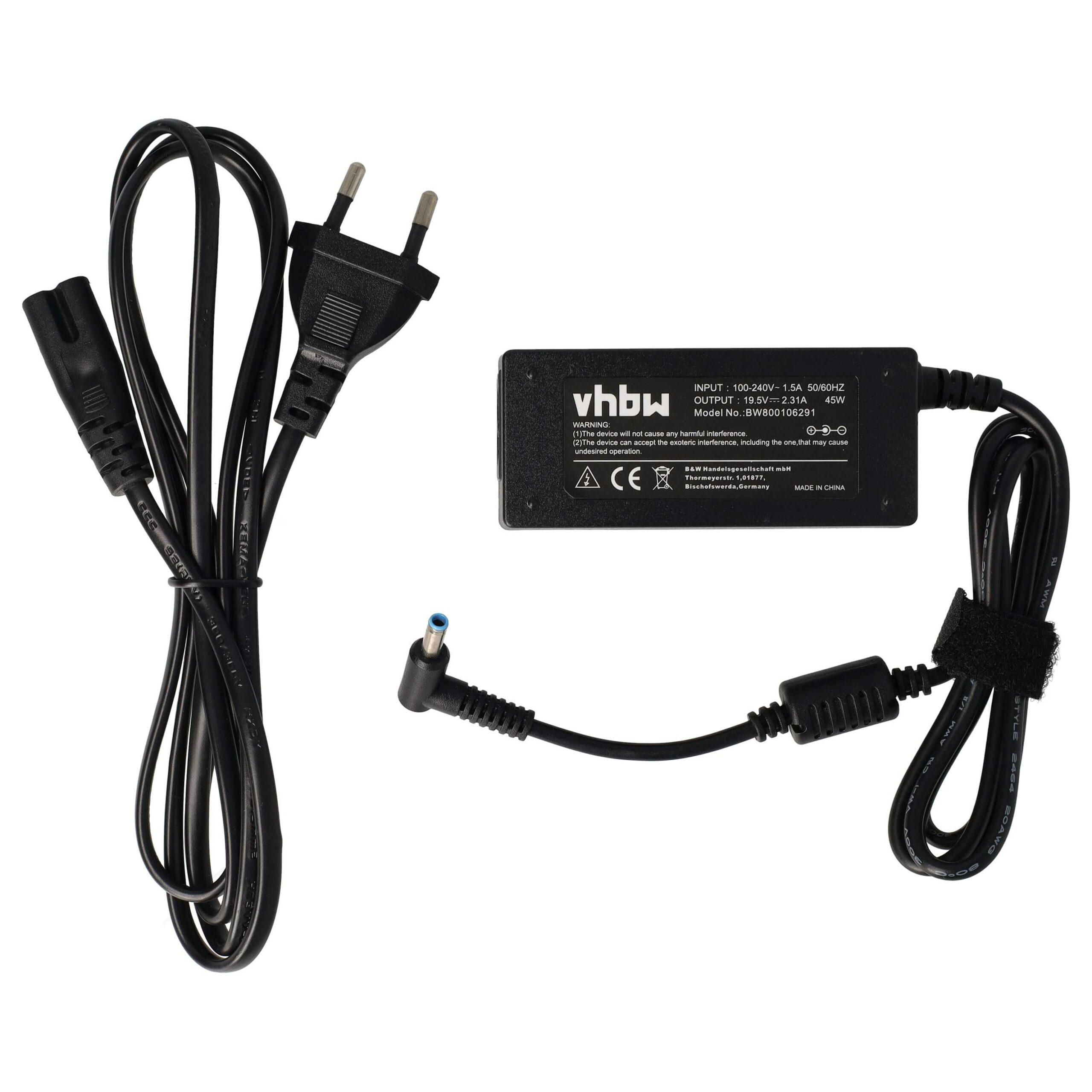 Carregador / Transformador vhbw para Portátil Dell / HP 45W 19.5V / 2.3A - 200 cm