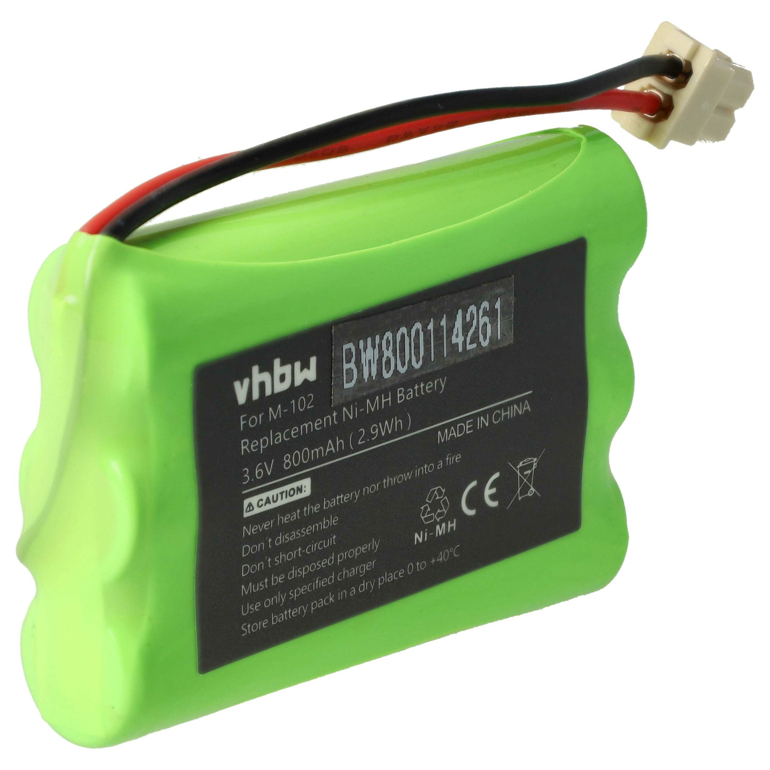 Bateria vhbw para telefone fixo Maxuss M102 - 800 mAh 3.6 V NiMH