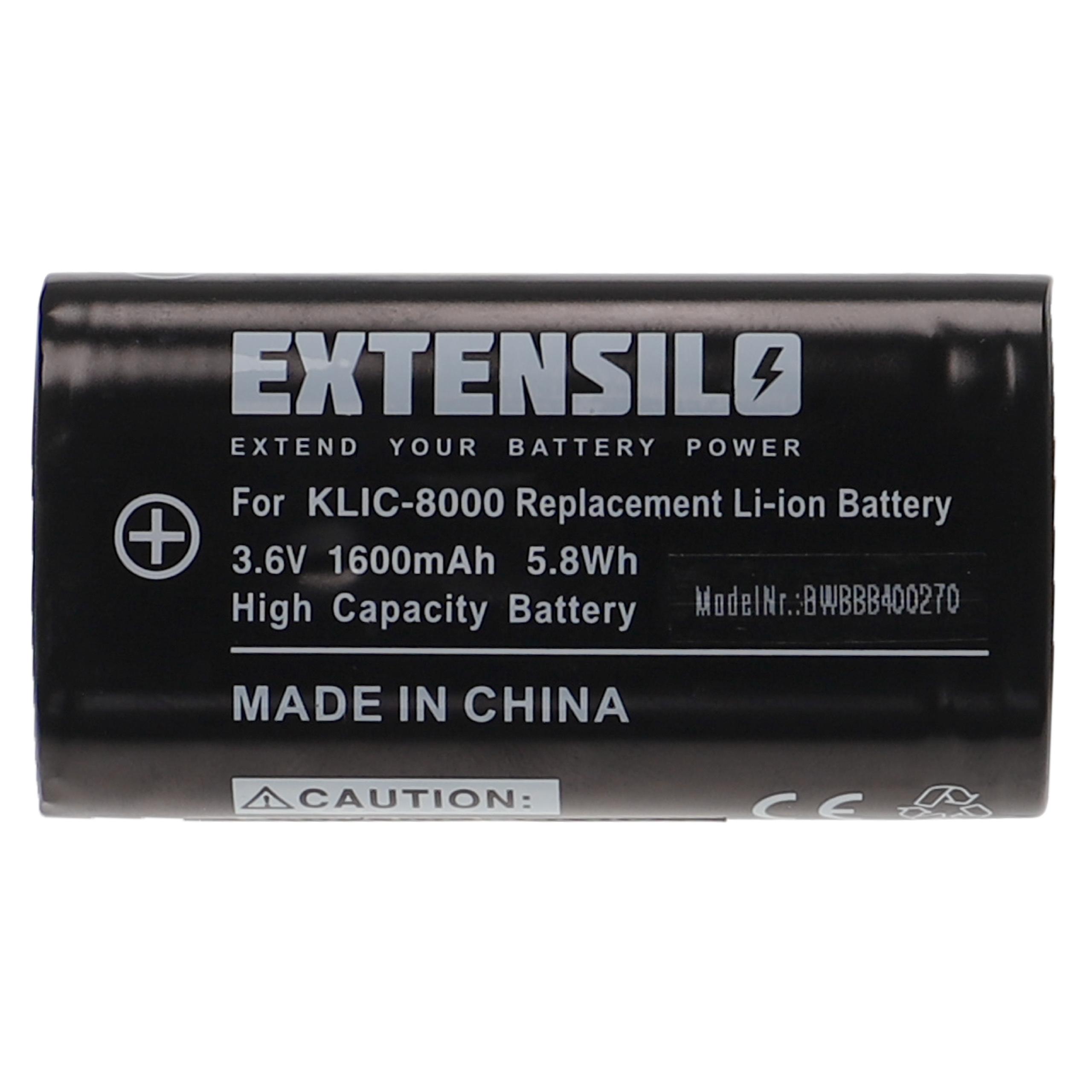 Bateria EXTENSILO para Kodak Klic-8000 / RB50 / Ricoh DB-50 - 1600mAh