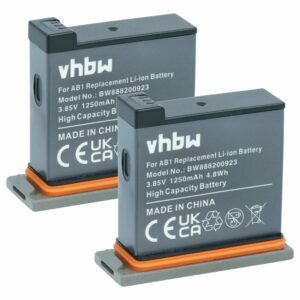 2x Bateria vhbw para DJI Osmo Action (1250mAh, 3.85V, Li-Ion)