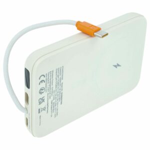 Power Bank Magnética Sem Fios vhbw 10000 mAh para iPhone, Samsung, Xiaomi - Bege