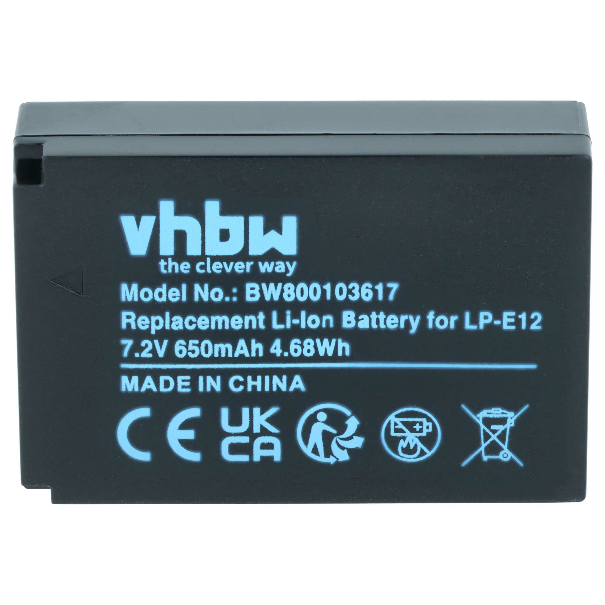 3x Bateria vhbw substitui Canon LP-E12 - 650mAh, 7.2V, Li-Ion - Image 3