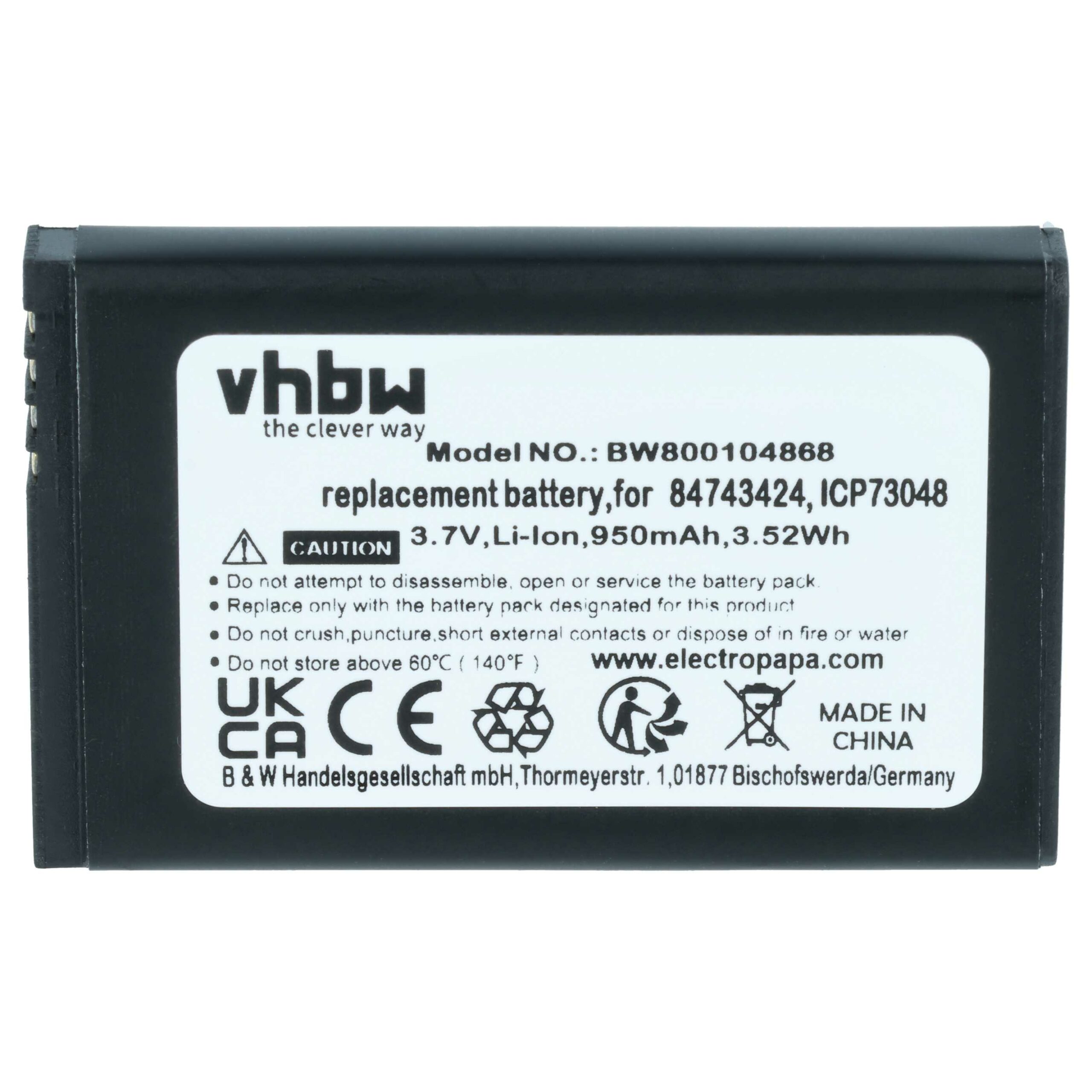 3x Bateria vhbw substitui Polycom / Spectralink 84743424 para telefone fixo Agfeo - 950 mAh 3.7 V Li-Ion - Image 3