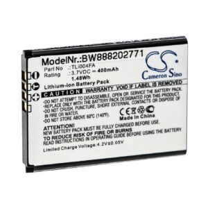 Bateria para Telemóvel vhbw substitui Alcatel TLi004FA - 400 mAh 3.7 V Li-Ion