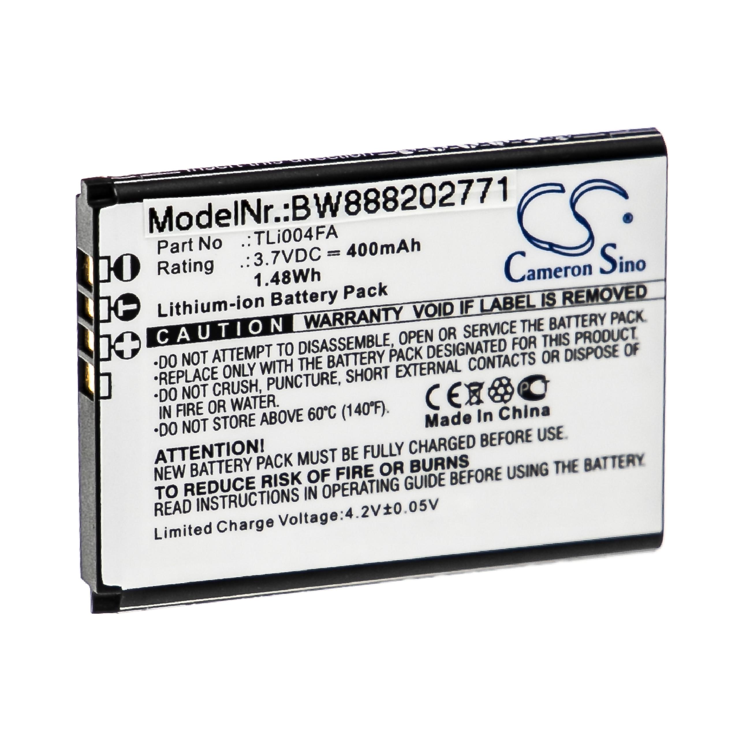 Bateria para Telemóvel vhbw substitui Alcatel TLi004FA - 400 mAh 3.7 V Li-Ion