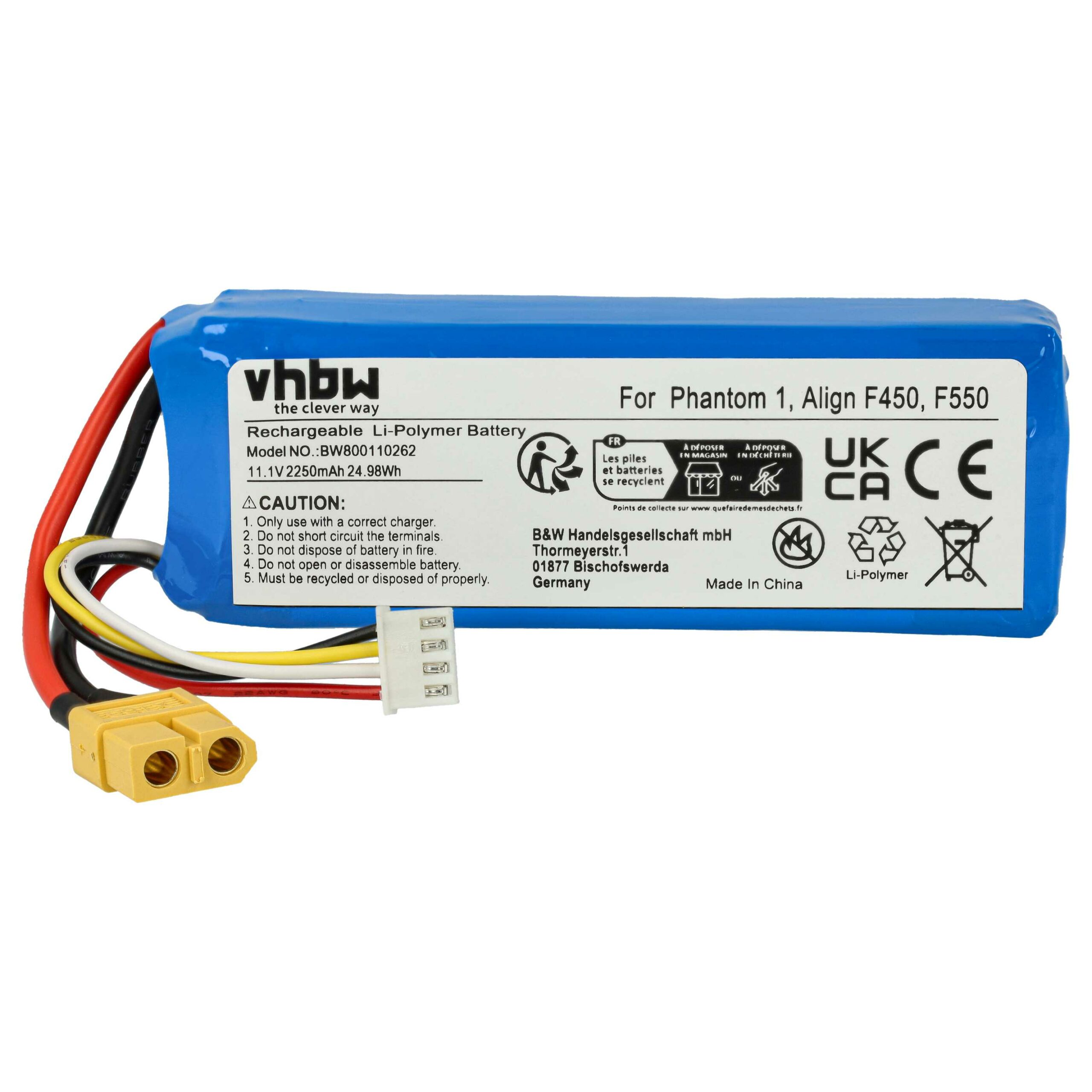 Bateria para Drone DJI Phantom 1 / Walkera Runner 250 - vhbw 2250 mAh 11.1 V (2x Baterias) - Image 3