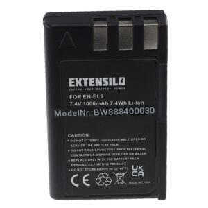 Bateria EXTENSILO para Nikon EN-EL9, EN-EL9E - 1000mAh, 7.4V, Li-Ion