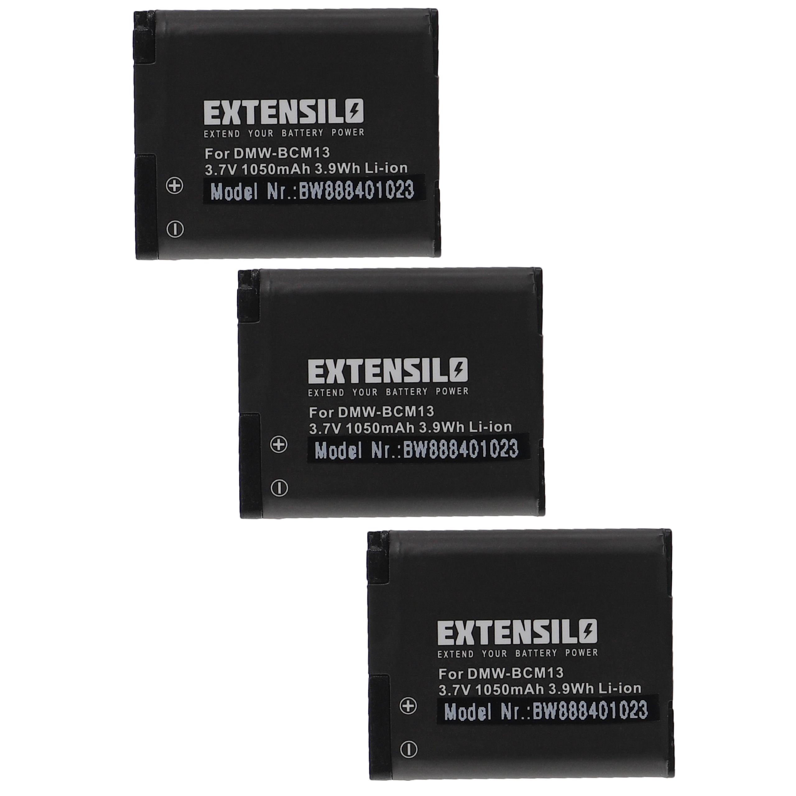 3x Bateria Extensilo para Panasonic DMW-BCM13, DMW-BCM13E - 1050mAh, 3.7V